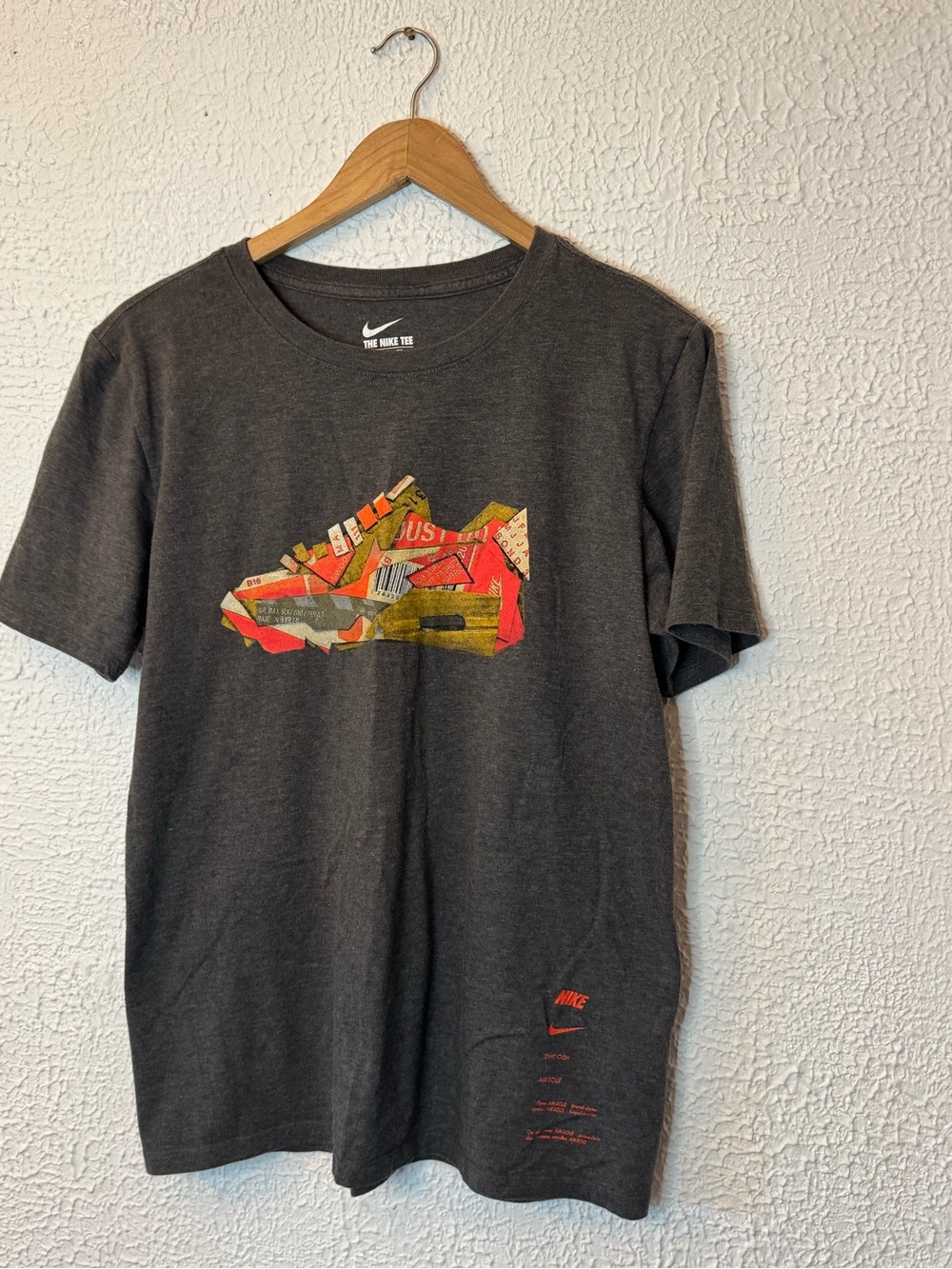 Nike Charcoal T-Shirt with Red and Yellow Sneaker Graphic
